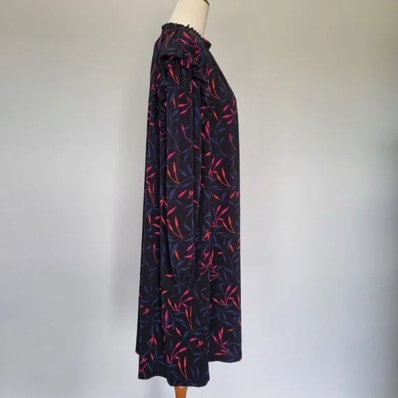 Leona Edmiston Multicolour Floral Long Sleeve Smock Dress Size 16 - Picture 4 of 10